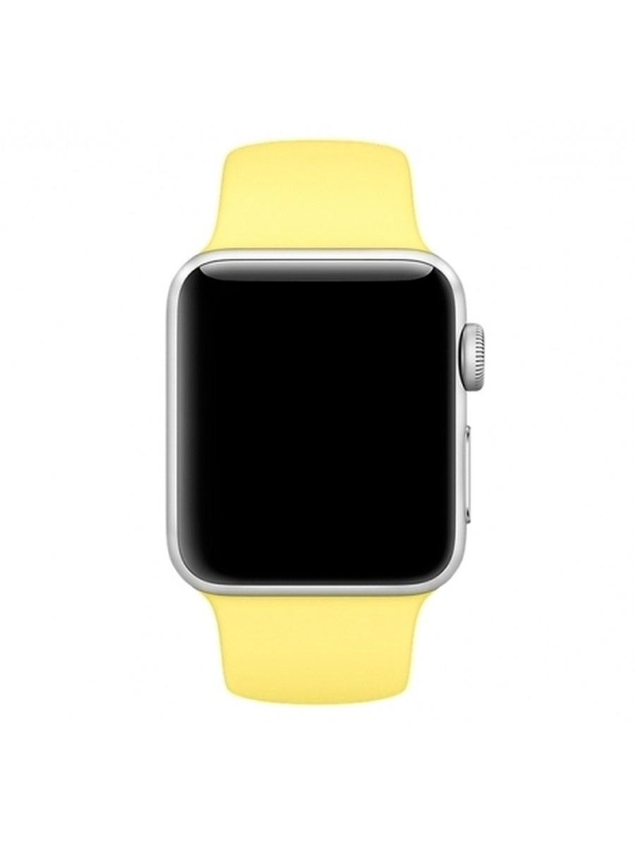 фото Ремешок силиконовый для apple watch 38/40мм (37), лимонный желтый, на кнопке nobrand