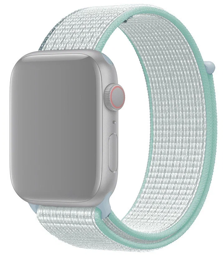 

Ремешок нейлоновый для Apple Watch 38/40мм (36), серый+бирюзовый, на липучке