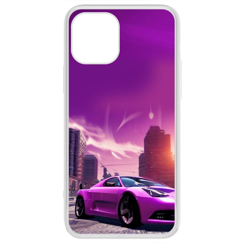 

Чехол-накладка Krutoff Clear Case Розовое авто для iPhone 12 Pro, Прозрачный