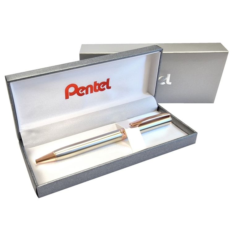 Ручка шариковая Pentel , 0.8 мм, в подарочном футляре B810PG-CEBSET цвет чернил: синий