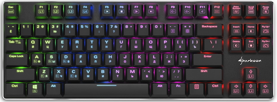 Проводная игровая клавиатура Sharkoon PureWriter TKL RGB Black