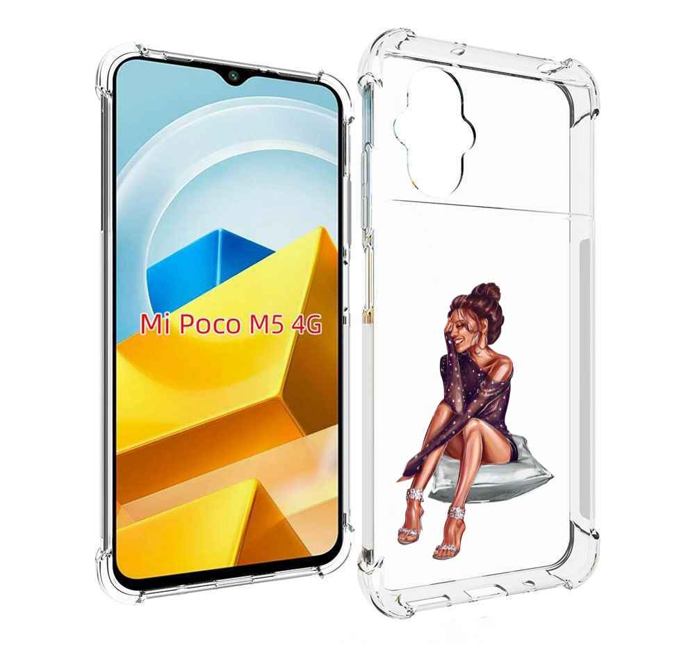 

Чехол Mypads Девушка-На-Подушке Женский Для Poco M, Прозрачный, Tocco