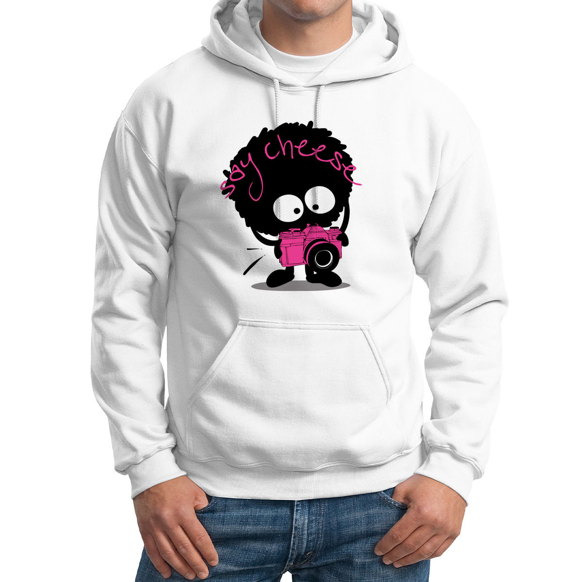 

Худи унисекс CoolPodarok Say cheese белое 50 RU, 0M015783