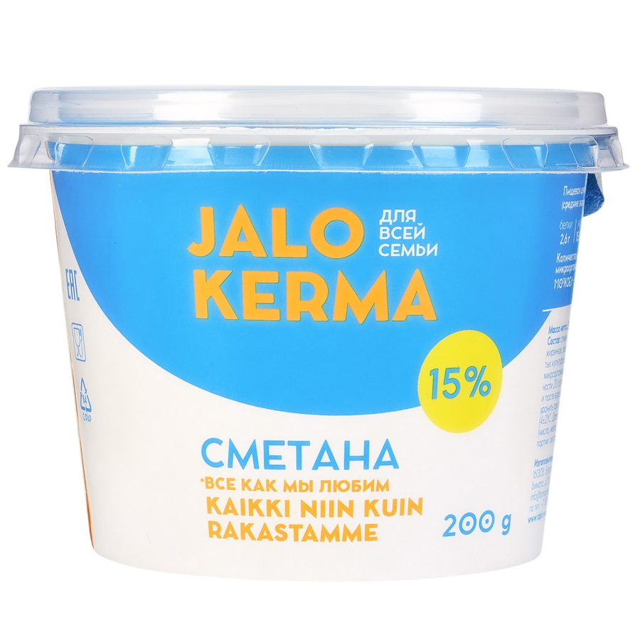 

Сметана Jalo Kerma 15 % БЗМЖ 200 г