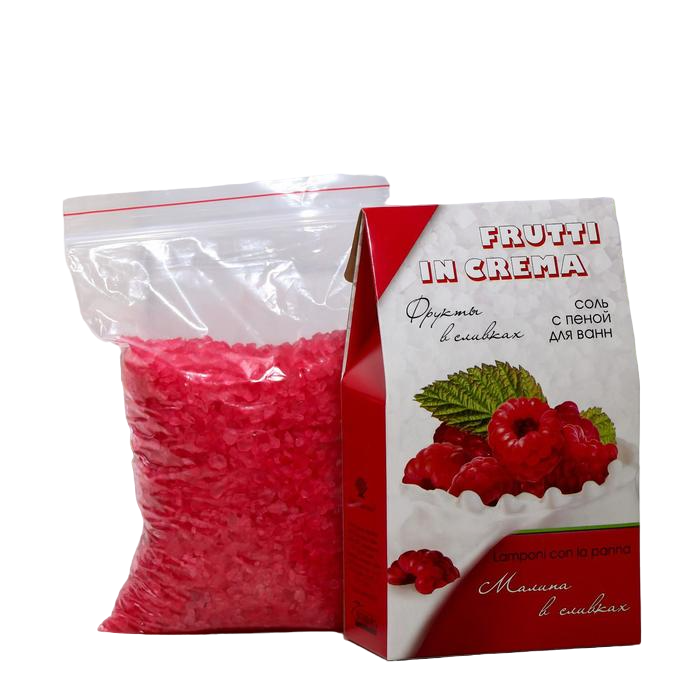 

Соль с пеной для ванн Frutti in crema, малина в сливках, 500 г