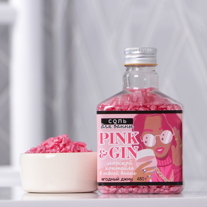 

Жемчужная соль для ванны PINK&GIN, 450 г, аромат ягодный джин, GRL PWR