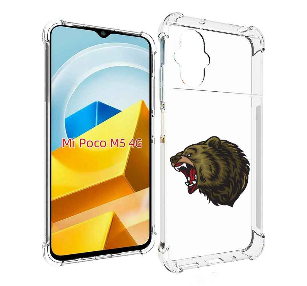

Чехол Mypads Голова-Медведь Для Poco M5 Противоуда, Прозрачный, Tocco