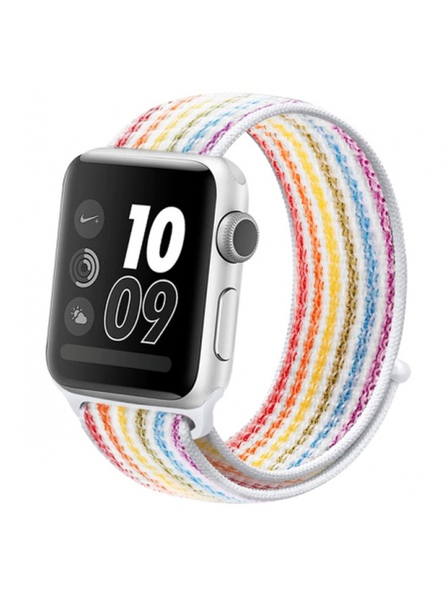 

Ремешок нейлоновый для Apple Watch 42/44мм (32), бледно-радужный, на липучке