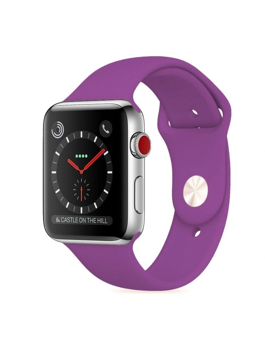 

Ремешок силиконовый для Apple Watch 42/44мм (30), темно-фиолетовый, на кнопке