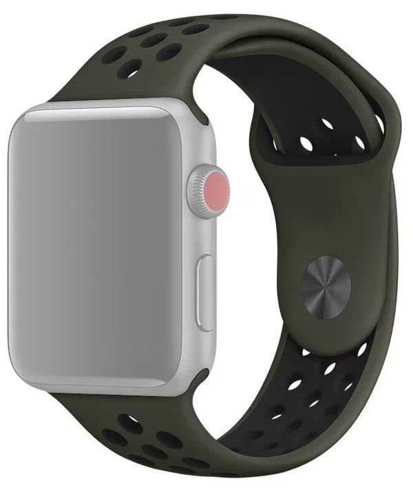 Ремешок силиконовый перфорированный NK для Apple Watch 38/40мм (30), армейский зел