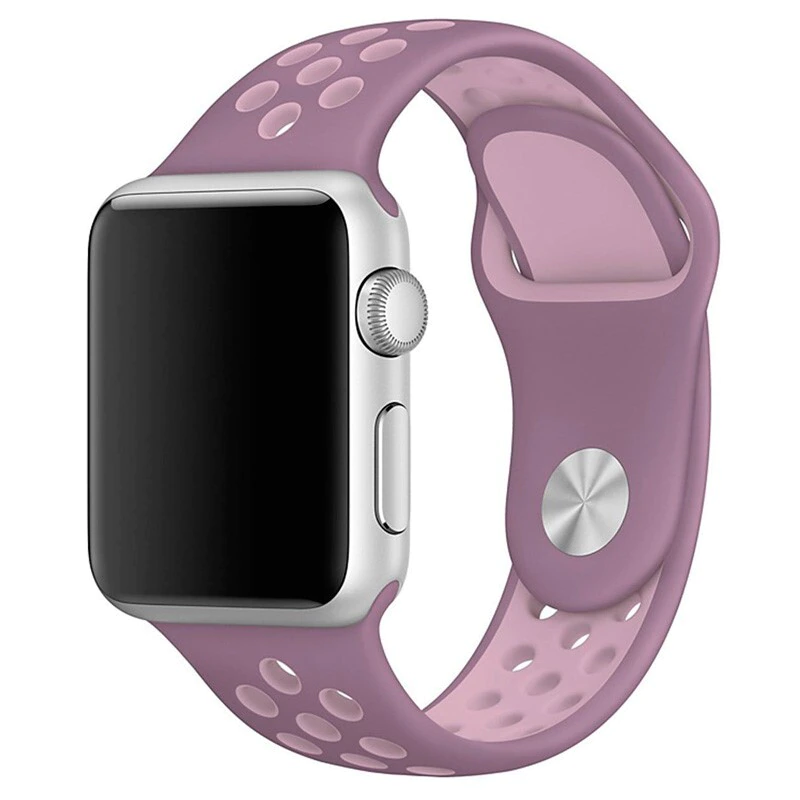

Ремешок силиконовый перфорированный NK для Apple Watch 38/40мм (29), лиловый дым+р