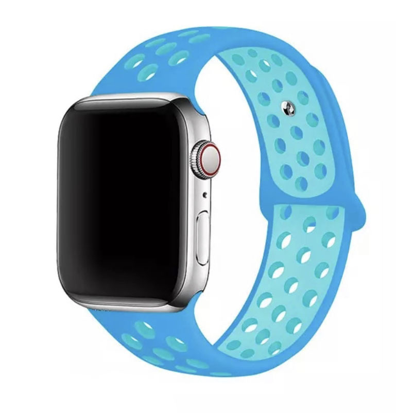 

Ремешок силиконовый перфорированный NK для Apple Watch 38/40мм (22), синий+голубой