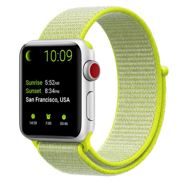 

Ремешок нейлоновый для Apple Watch 42/44мм (22), блестящий зеленый, на липучке