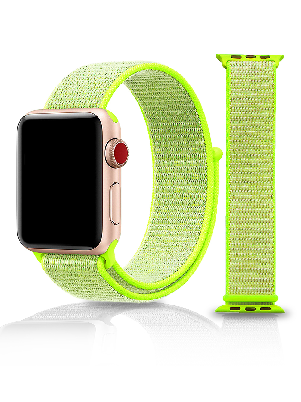 

Ремешок нейлоновый для Apple Watch 38/40мм (22), блестящий зеленый, на липучке