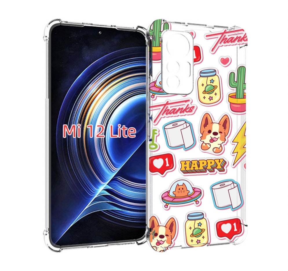 

Чехол MyPads милые-стикеры-корги для Xiaomi 12 Lite, Прозрачный, Tocco