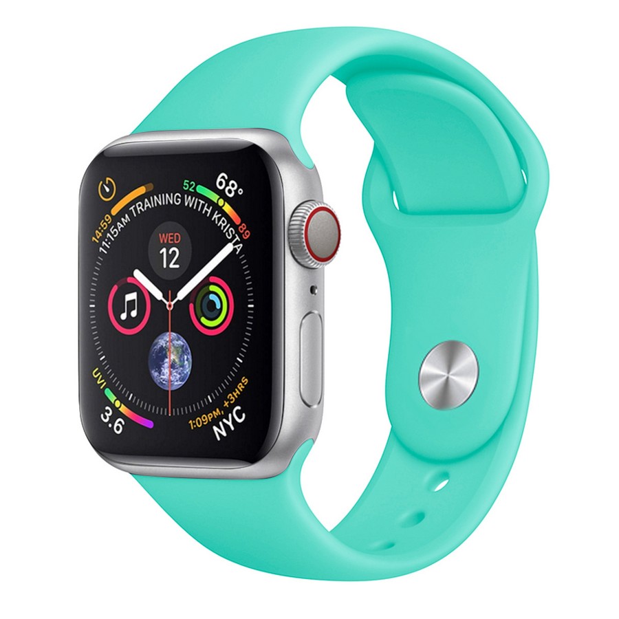 

Ремешок силиконовый для Apple Watch 38/40мм (21), мятно-голубой, на кнопке