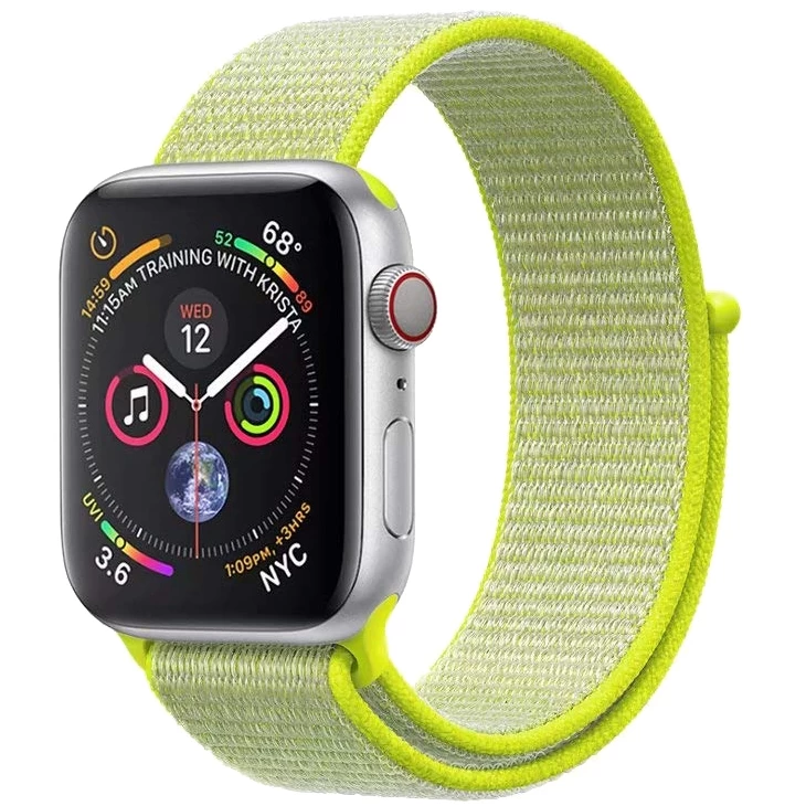 

Ремешок нейлоновый для Apple Watch 42/44мм (21), блестящий желтый, на липучке