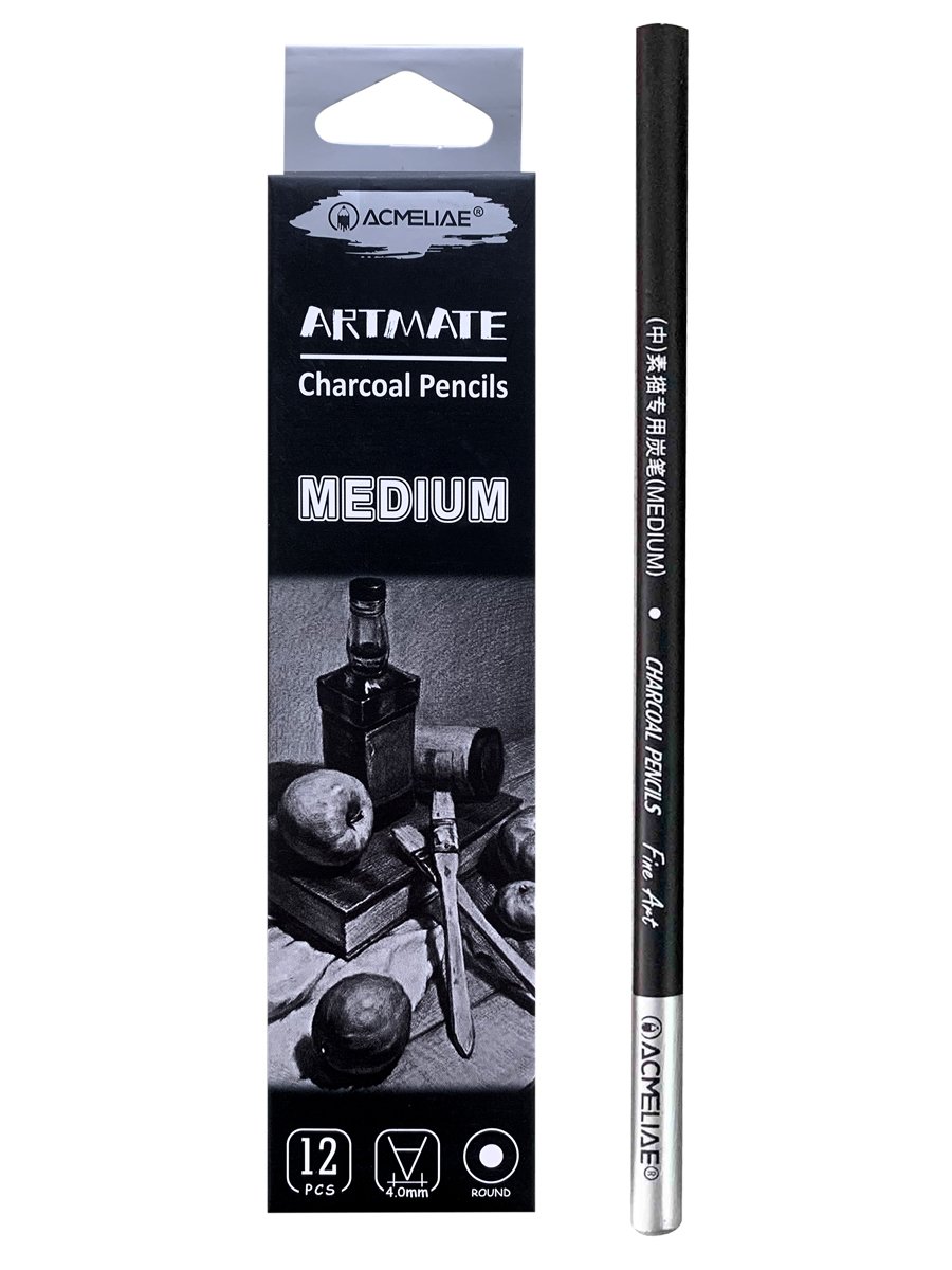 фото Угольные карандаши acmeliae medium художественные для рисования, 12 штук