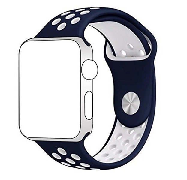 

Ремешок силиконовый перфорированный NK для Apple Watch 38/40мм (20), синий+белый,