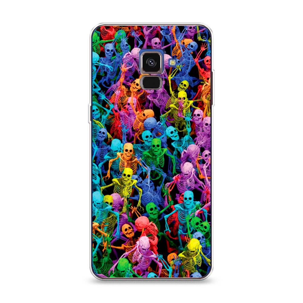 

Чехол на Samsung Galaxy A8 2018 "Вечеринка скелетов", Фиолетовый;желтый;оранжевый, 25450-6