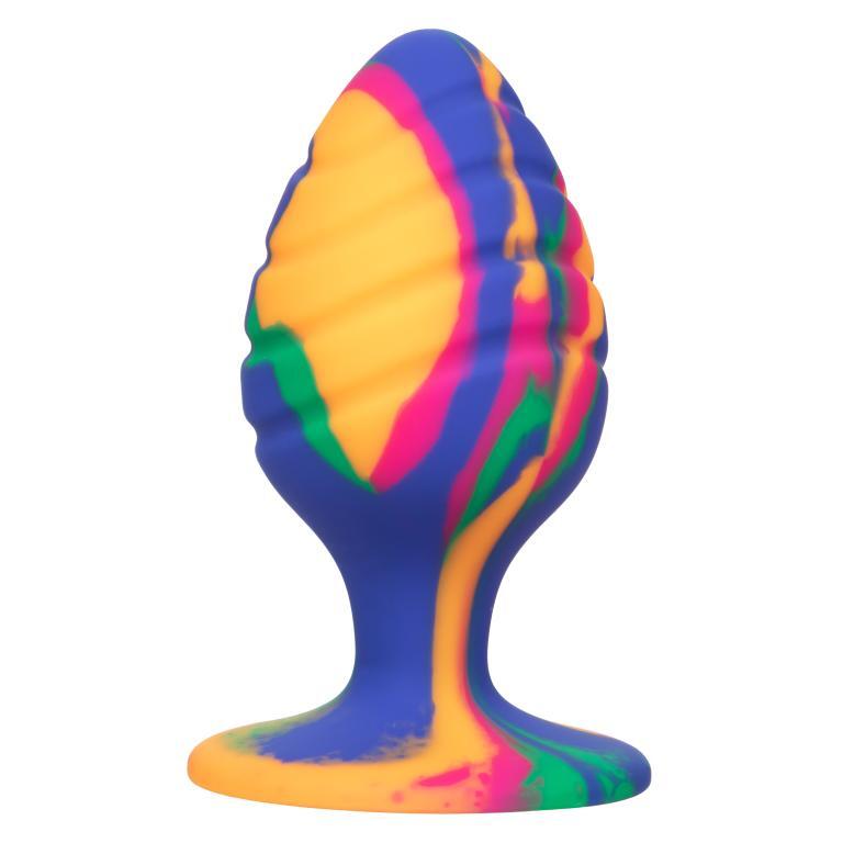 фото Яркая анальная пробка cheeky large swirl tie-dye plug - 9 см. california exotic novelties