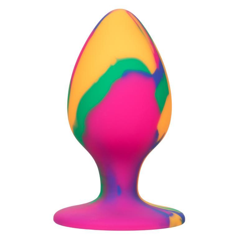 фото Яркая анальная пробка cheeky large tie-dye plug - 9 см. california exotic novelties