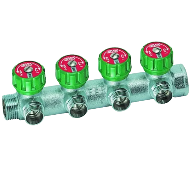 

Коллектор FAR Регулирующий коллектор 1" (ВР-НР) с 4 отв. 1/2" НР (межосев. 45 мм), серый, Хром, Регулирующий коллектор 1" (ВР-НР) с 4 отводами 1/2" НР (межосевое 45 мм)