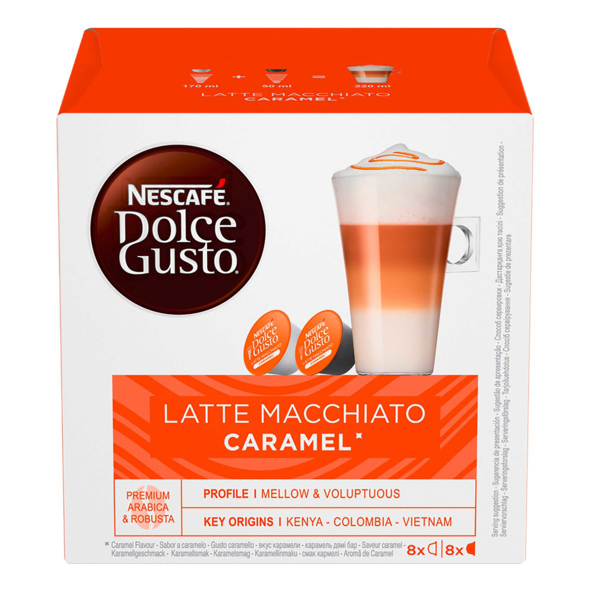 фото Кофе nescafe dolce gusto latte macchiato caramel кофе 5 г х 8 шт + молоко 13,2 г х 8 шт