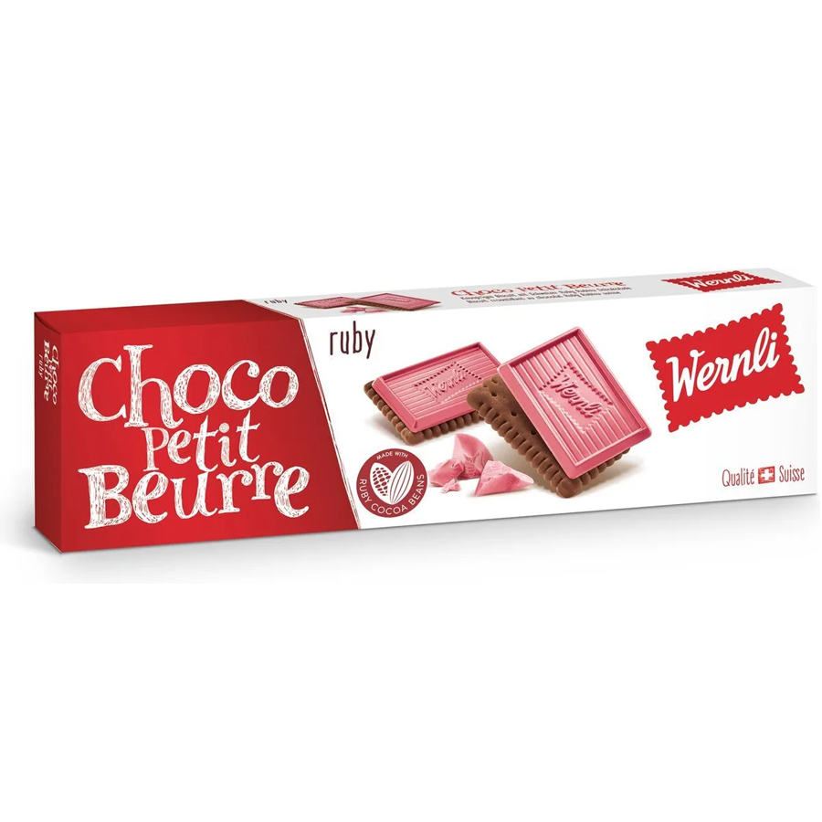 фото Печенье wernli choco petit beurre ruby с розовым шоколадом 125 г