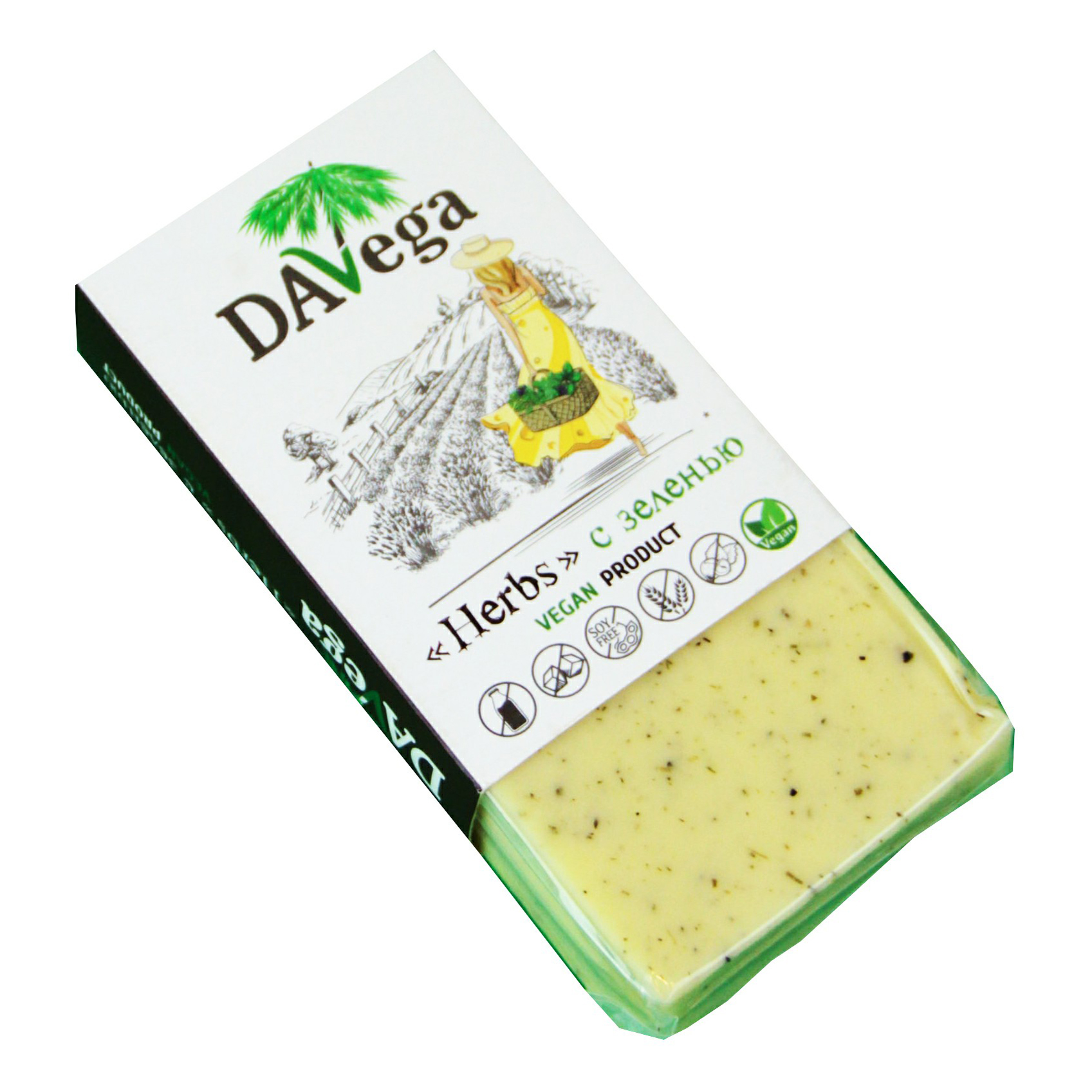 

Растительный аналог сыра DAVega Herbs веганский с зеленью 21% 200 г