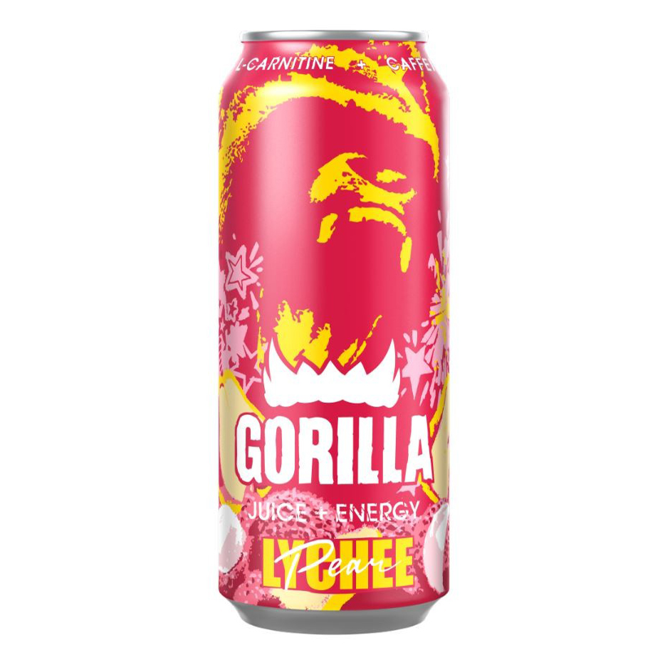 Энергетический напиток Gorilla личи-груша газированный безалкогольный 0,45 л