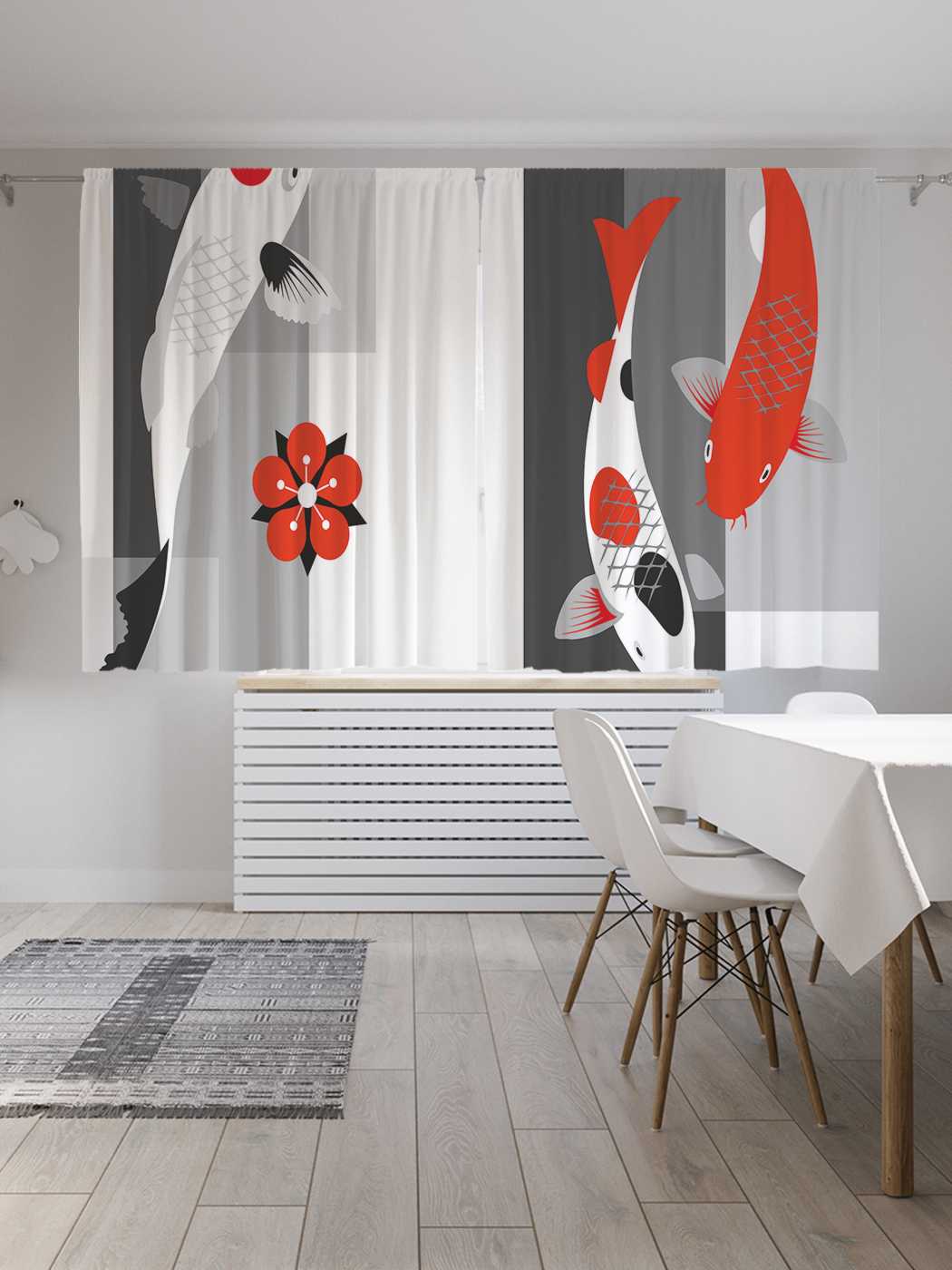 

Классические шторы JoyArty "Японские карпы", серия Oxford DeLux, 2 полотна 145x180 см, Японские карпы