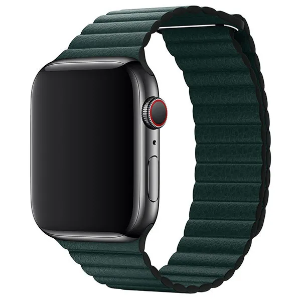 

Ремешок кожаный для Apple Watch 38/40мм (2), темно-зеленый, на магните