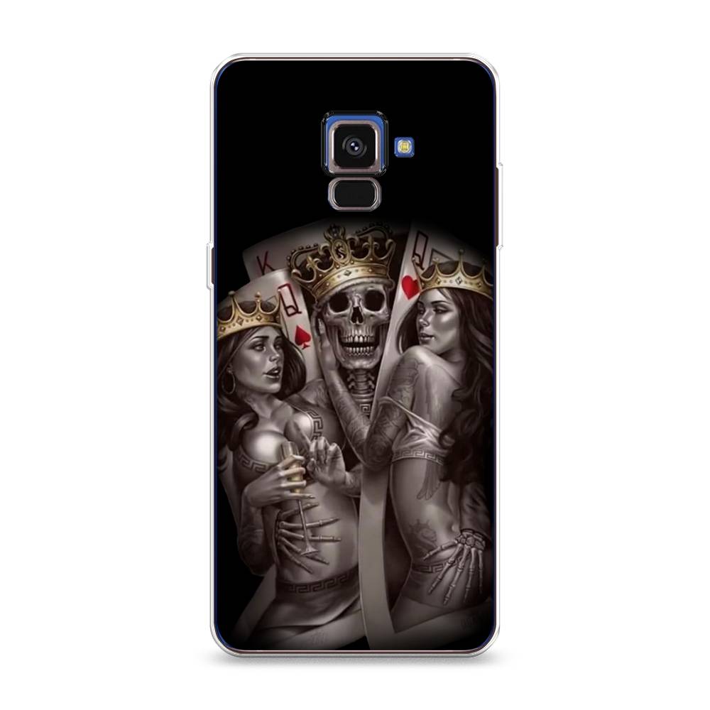 

Чехол на Samsung Galaxy A8 2018 "Карты король и королевы", Серый;желтый, 25450-6