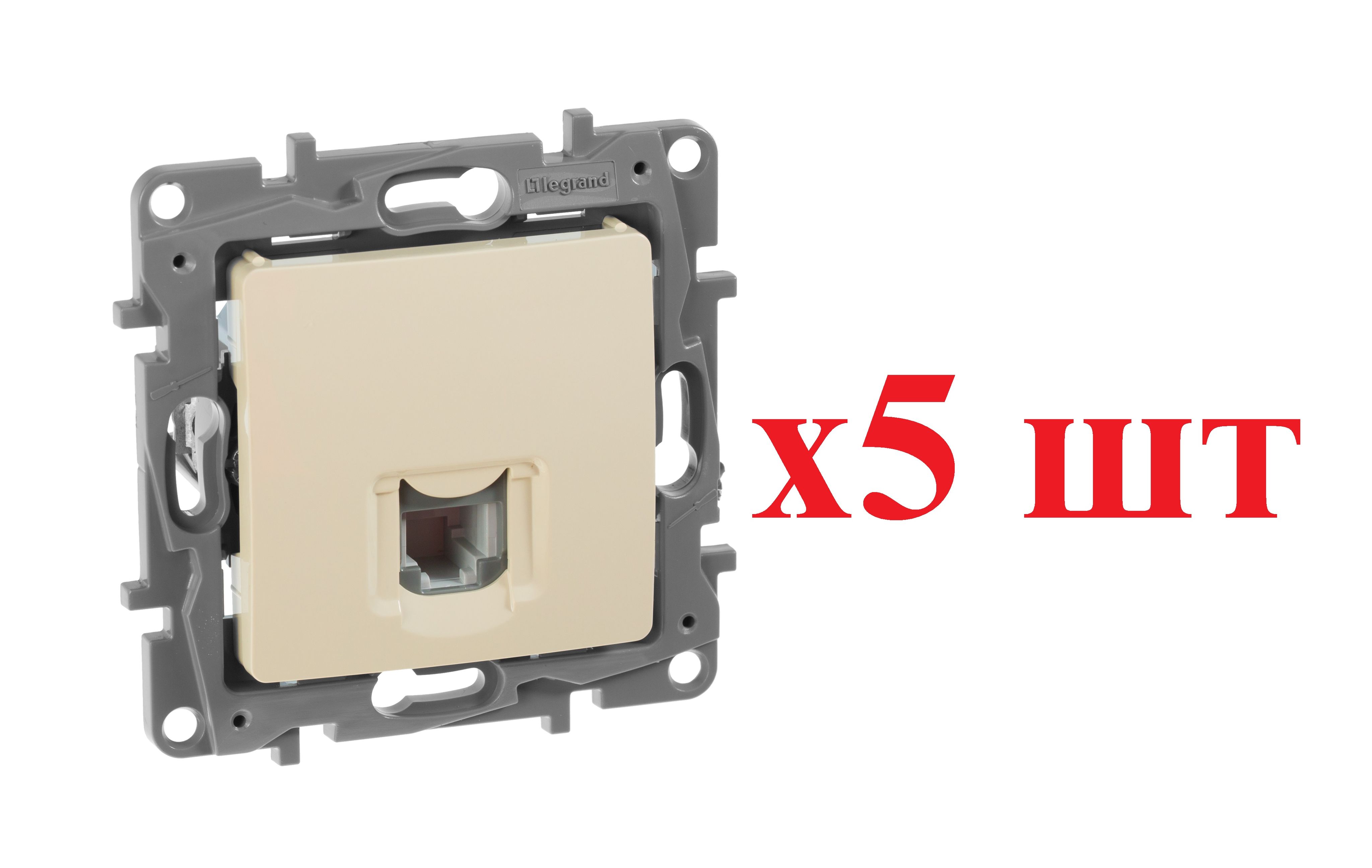 

Legrand Etika Сл.кость Розетка тел. (RJ11) 672340 (5шт), Бежевый, RJ-11 телефон/модем_5