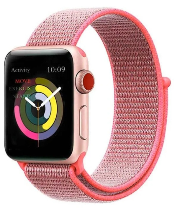 

Ремешок нейлоновый для Apple Watch 42/44мм (14), ярко-розовый, на липучке