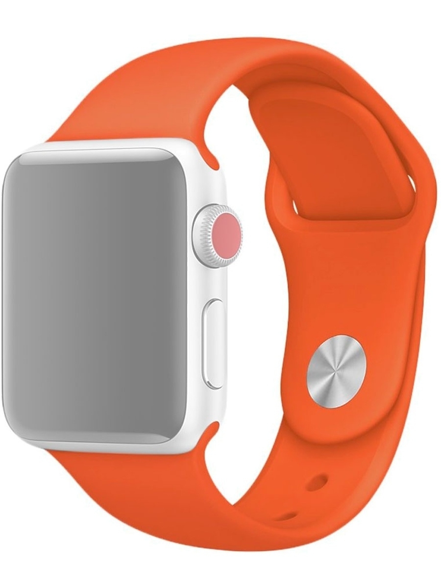 

Ремешок силиконовый для Apple Watch 38/40мм (13), оранжевый, на кнопке