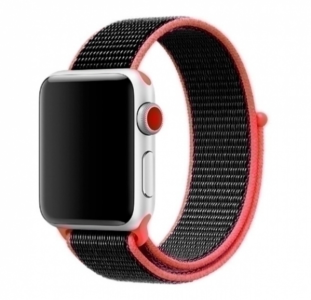 

Ремешок нейлоновый для Apple Watch 38/40мм (13), черный+красный, на липучке