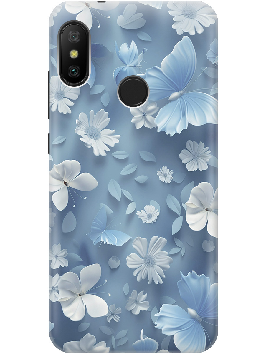 

Силиконовый чехол на Xiaomi Mi A2 Lite/Redmi 6 Pro с принтом "Голубые бабочки", Прозрачный;белый;голубой, 718586910