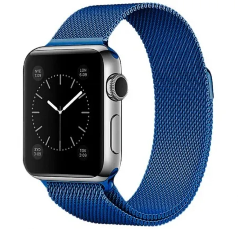 

Ремешок миланcкий из нержавеющей стали для Apple Watch 42/44мм (12), синий, на ма