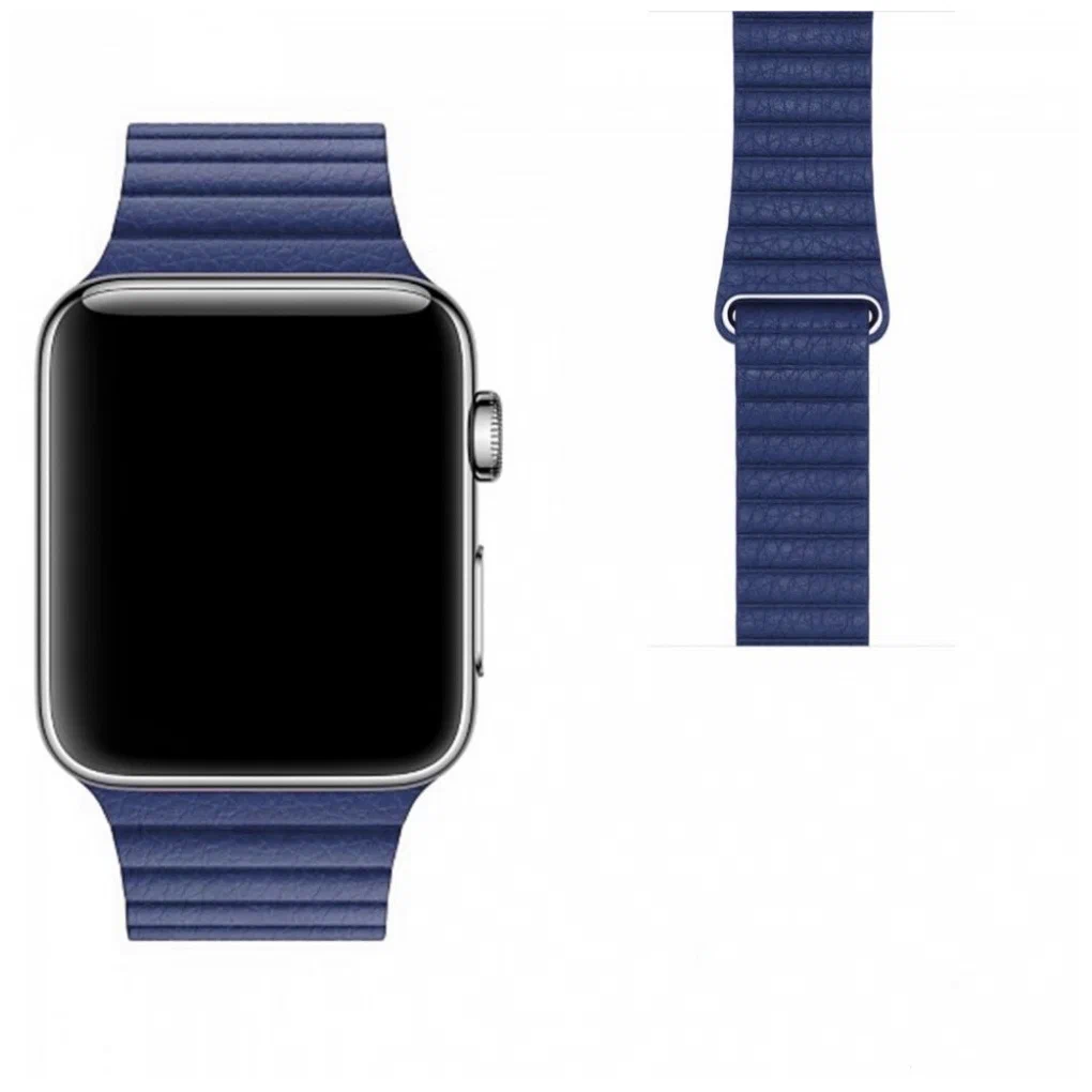 

Ремешок кожаный для Apple Watch 42/44мм (11), синий, на магните