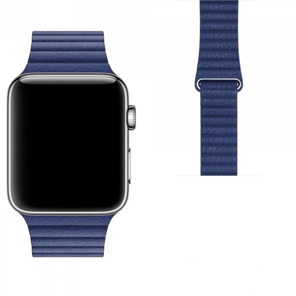 

Ремешок кожаный для Apple Watch 38/40мм (11), синий, на магните