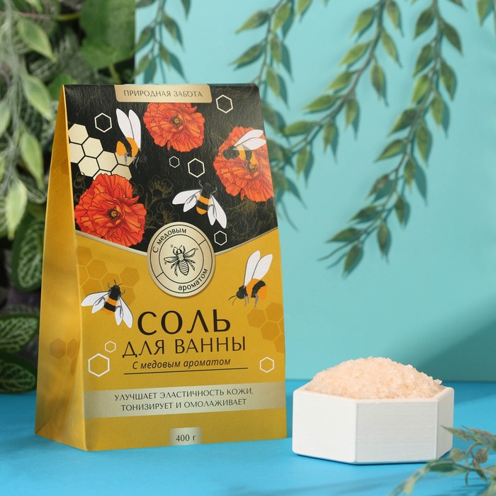 

Соль для ванны Кладовая красоты с ароматом меда, 400 г, Розовый, Nature bright