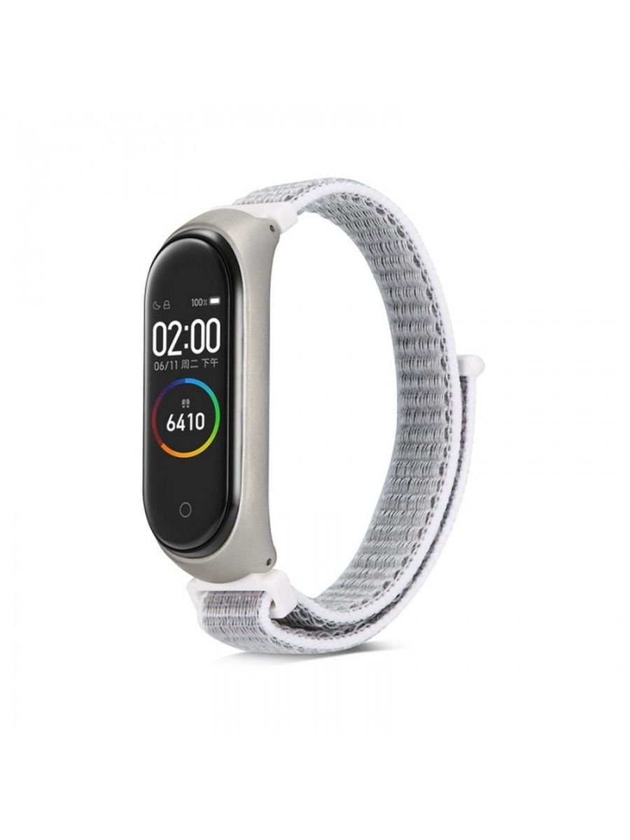 

Ремешок нейлоновый для Xiaomi Mi Band 3/4/5 (10), белый, на липучке