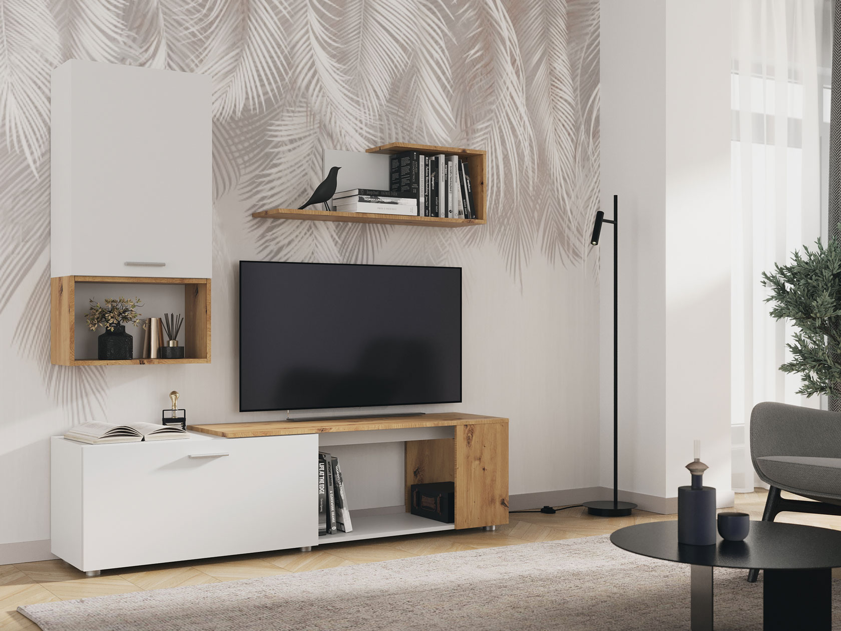 

Гостиная Первый Мебельный Свис Дуб Артизан Белый, Свис Белый