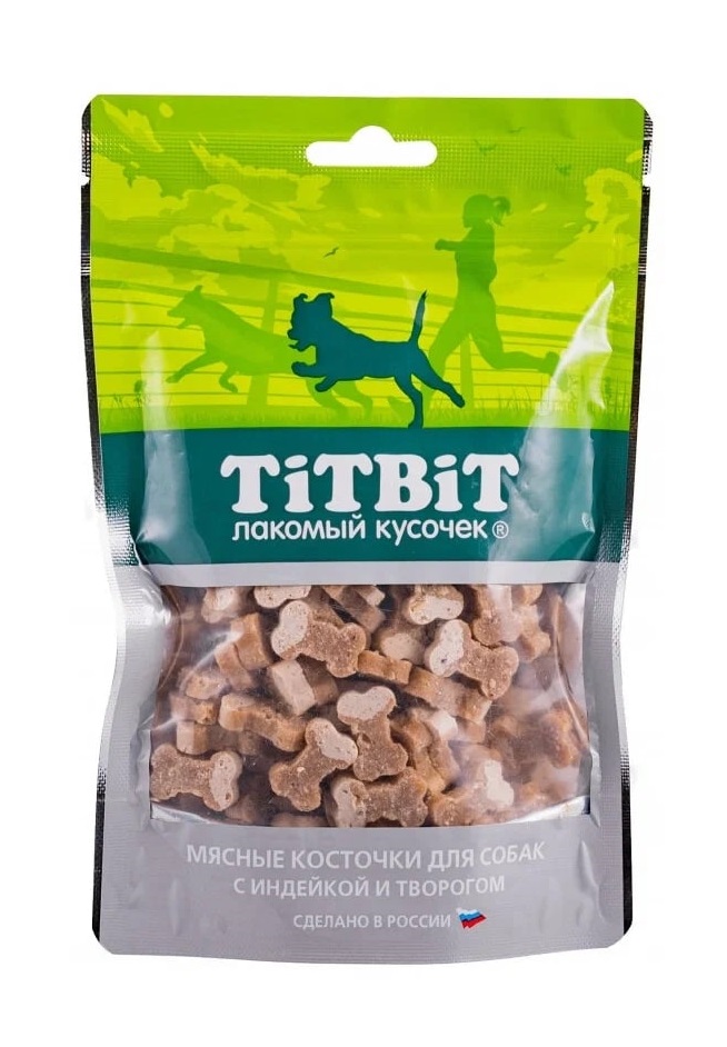 

Лакомство для собак Titbit мясные косточки, индейка, творог, 145 гр