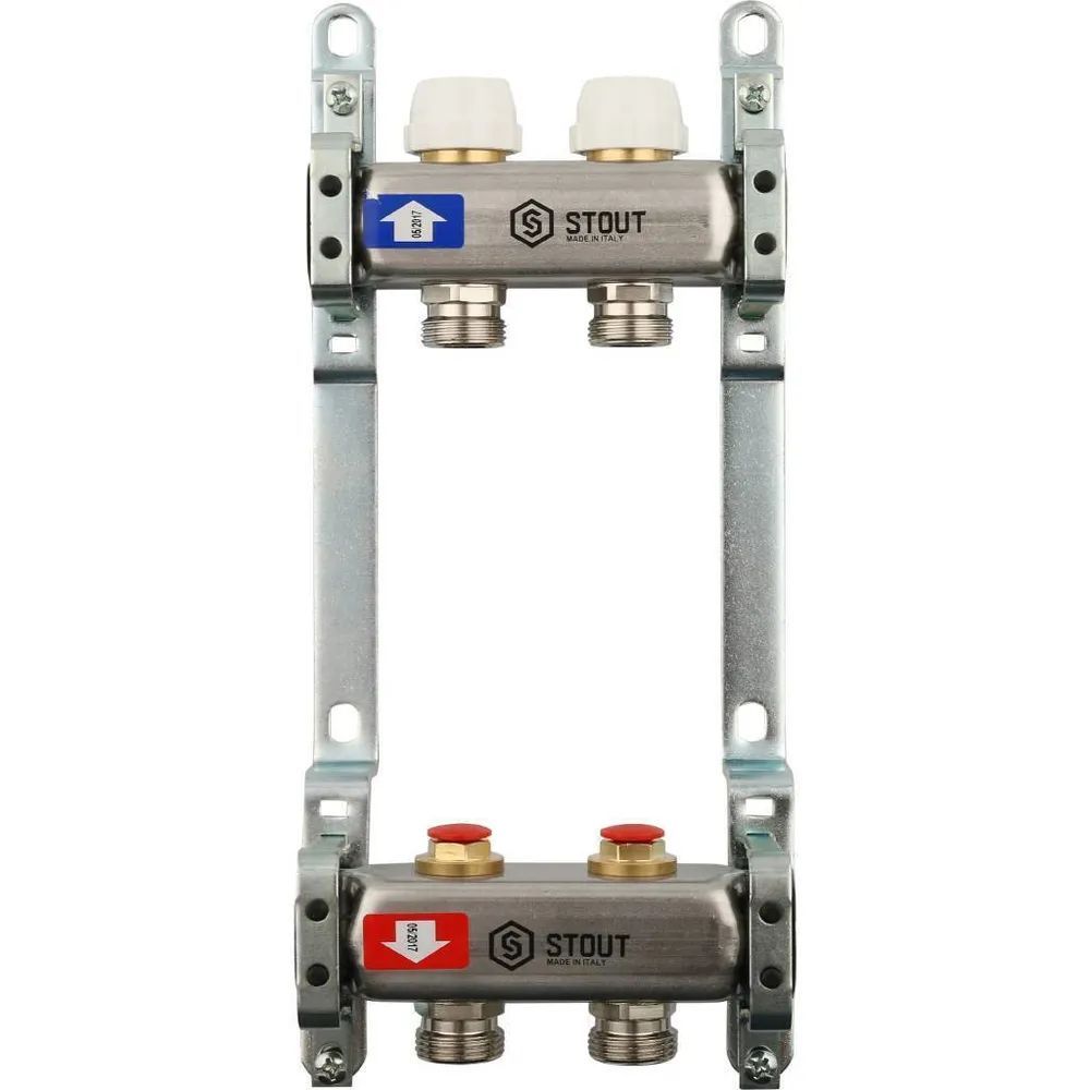 Коллектор из нержавеющей стали STOUT SMS 0922 000002 без расходомеров на 2 выхода 5100₽