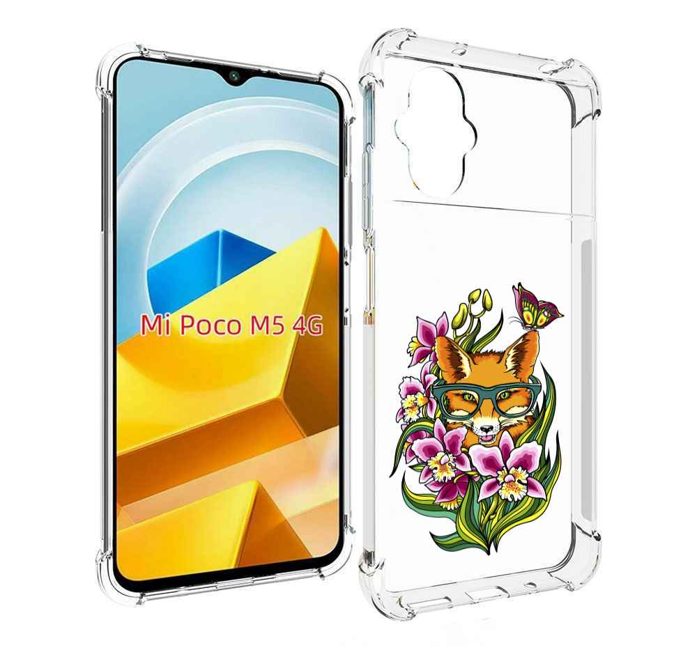 

Чехол Mypads Лиса В Цветах Для Poco M5 Противоударный, Прозрачный, Tocco