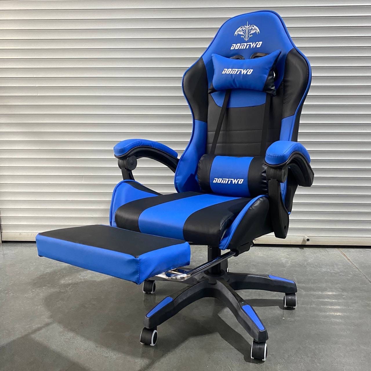 Геймерское игровое кресло DOMTWO Game pro max chair, с подножкой синий