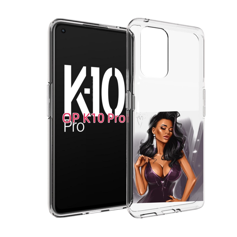 

Чехол MyPads нарисованная-девушка-в-фиолетовом-платье женский для OPPO K10 Pro, Прозрачный, Tocco